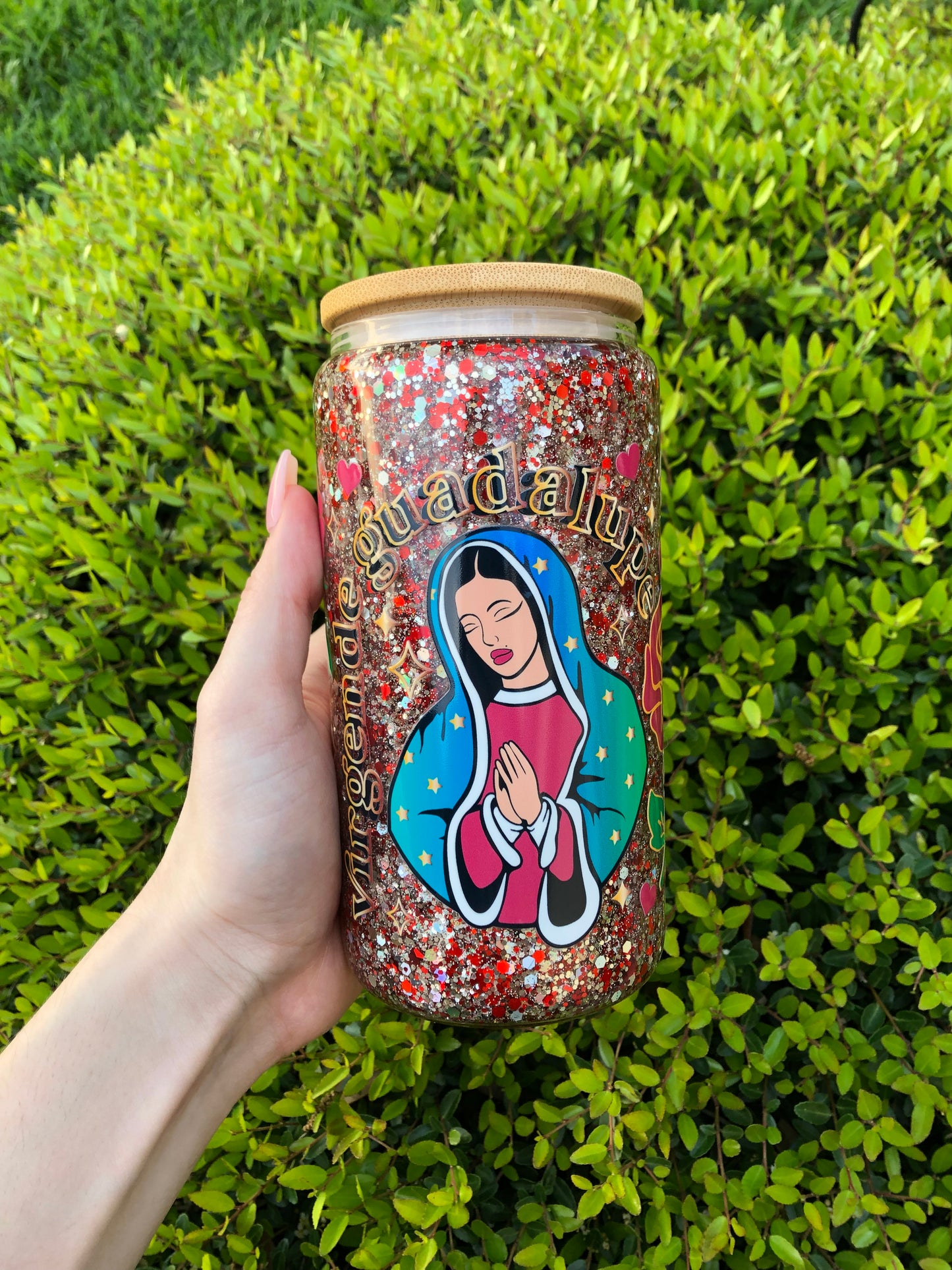 Virgen de Guadalupe Snowglobe Cup (Red)